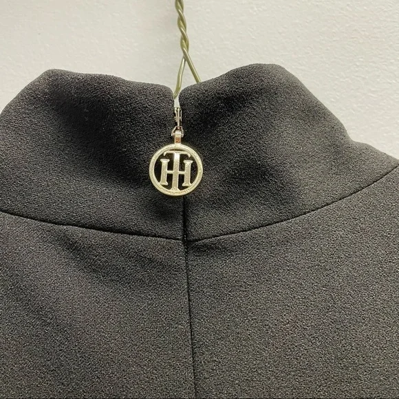 𝅺Tommy Hilfiger Women's Jumpsuit Black Size 2 Mock Neck Belted Button - Picture 6 of 9